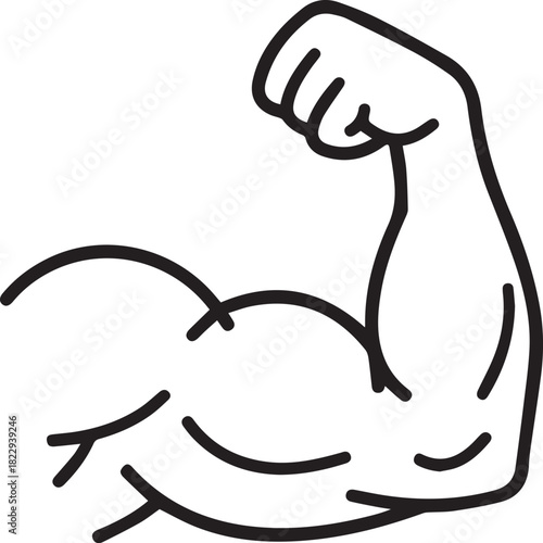 muscle arm flex icon line art biceps strength fitness symbol