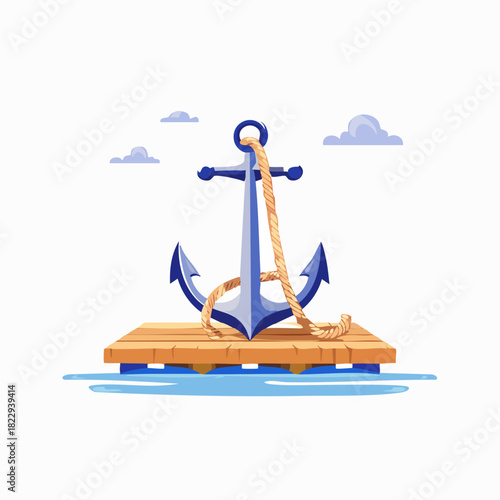 Anchor on Dock - Nautical Vector Illustration.