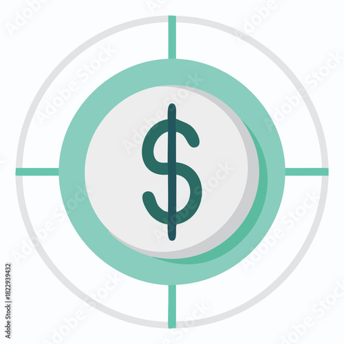 Iconic graphic depicting a dollar sign within a target, symbolizing financial goals, investment focus, and successful monetary achievement in business strategy