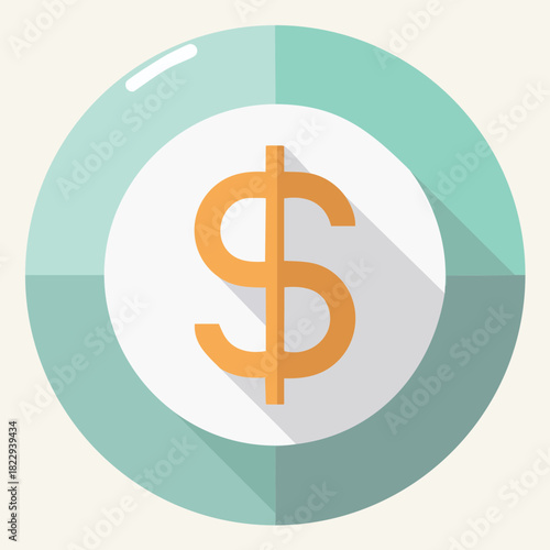 Modern flat design dollar currency symbol icon representing financial transactions, business economy, and money management concepts for digital platforms and applications