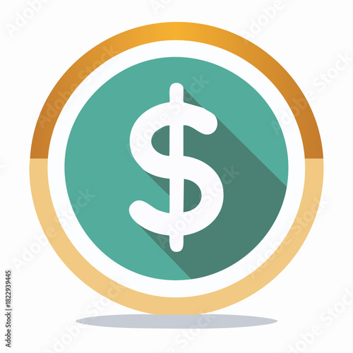 Stylized Dollar Coin Icon - A Classic Symbol of Finance and Wealth