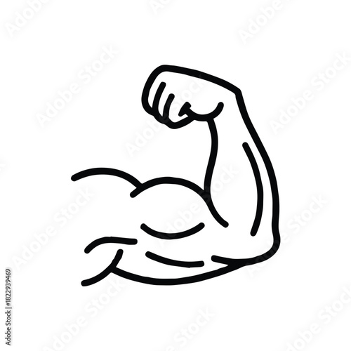 muscle strength icon minimal lineart vector badge for gym use