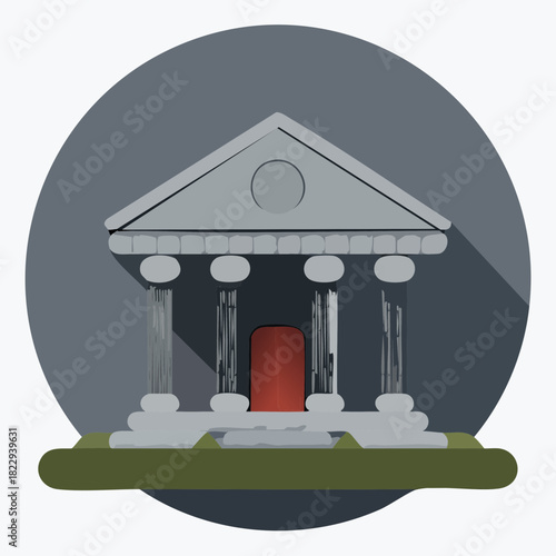Vector illustration of a bank building with classic architectural design