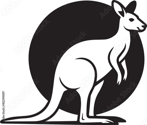 kangaroo geometric vector mark logo stencil illustration