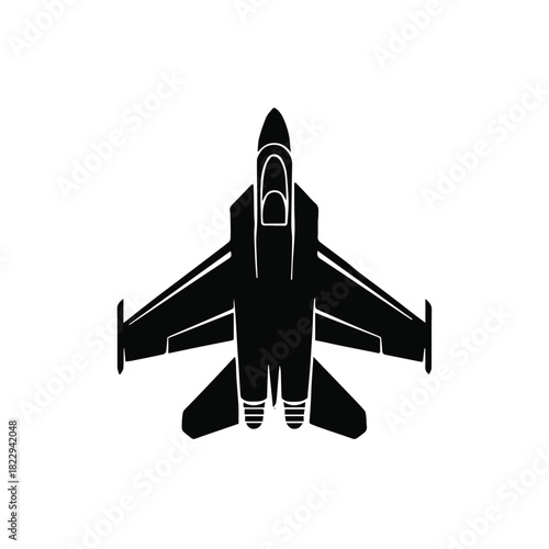 jet top view silhouette military plane emblem for design