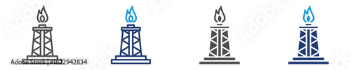 gas flare icon set multiple style