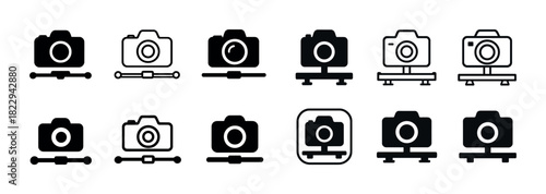 Set of camera icons in various styles on a white background