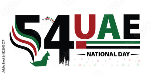 54th National Day of the United Arab Emirates – Union Day (Eid Al Etihad) Vector Logo, December 2