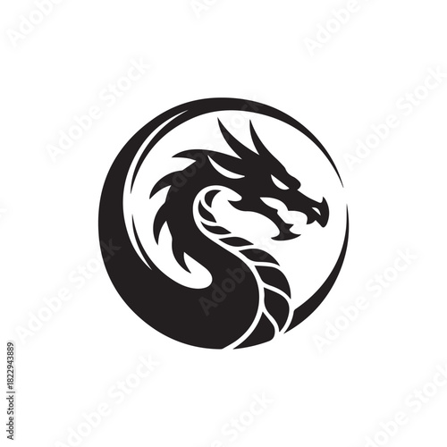 dragon logo emblem heraldry shield crest vector monogram