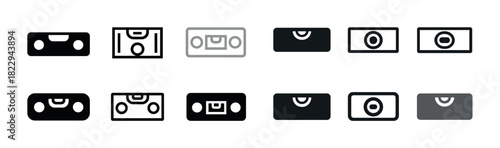 Collection of cassette tape icons in black and gray