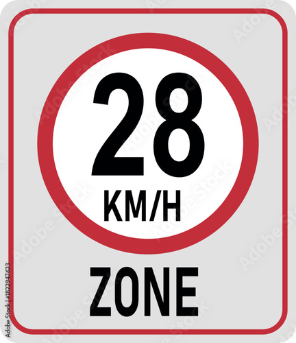 28 km h speed limit zone. Vector illustration