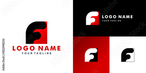 letter f with eagle logo. logo editable