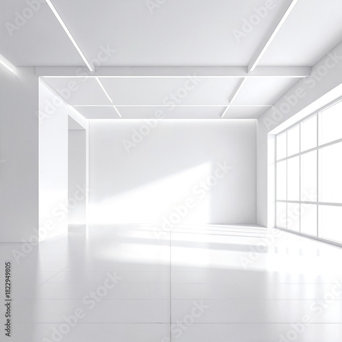 Wallpaper Mural A spacious, empty white room featuring large windows that allow natural light to flood in, creating a bright and airy atmosphere. Torontodigital.ca