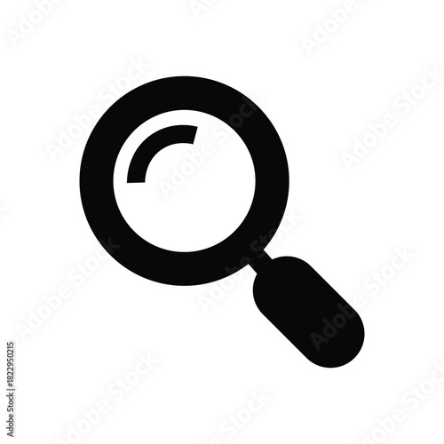 A black magnifying glass icon with a handle reveals hidden details over white background