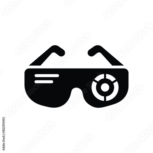 Black glasses icon displays a circle symbol on its right side on white background