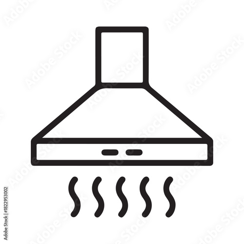 Kitchen exhaust hood icon with steam rising from cooking below