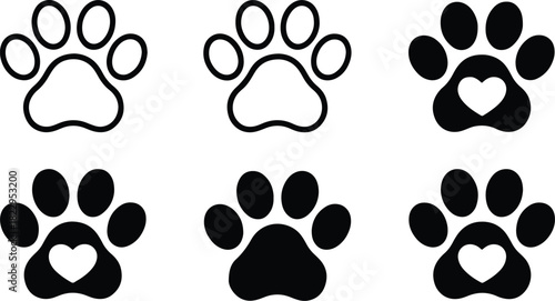 Paw Prints Collection Vector Icons Set