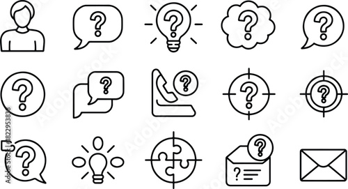 Question mark icon set thin line design