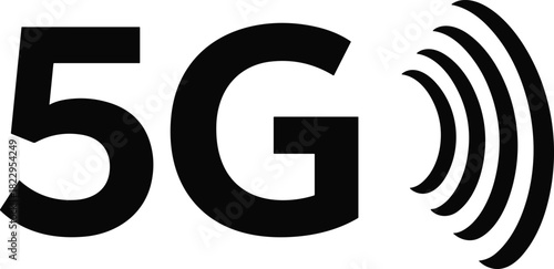 5G wireless network technology symbol with digital signal waves, high-speed mobile internet icon for communication, connectivity, and modern telecom innovation