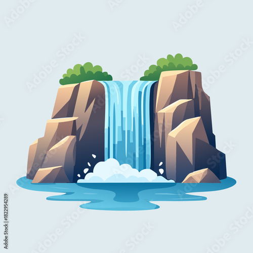 Beautiful waterfall cascading down rocky cliffs into a serene pool of water.
