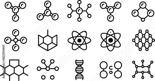 Science and Chemistry Icons Set Black and White