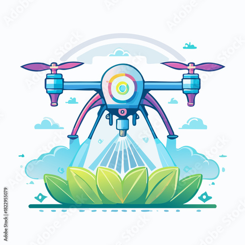 Agricultural drone spraying crops with precision and efficiency.