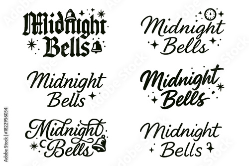Midnight Bells Calligraphy. Midnight Bells. Create a calligraphy lettering illustration of the phrase: