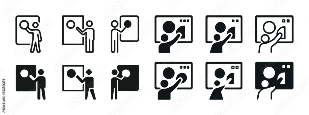Fototapeta premium Set of teaching and presentation icons for educational and business use