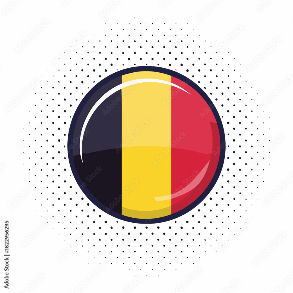 Fototapeta premium Belgium Flag Emblem in a Circular Design with Dots.