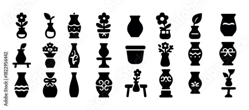 Silhouette collection of decorative flower vases and pots