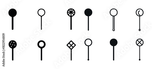 Minimalist black lollipop icons set