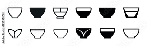 Collection of minimalist iconic bowl silhouettes in various styles