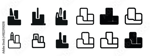 Minimalist hand gesture icons set in black and white