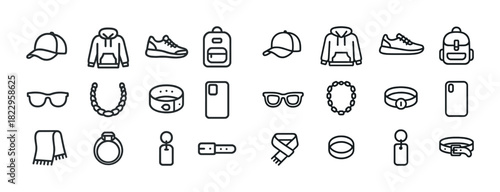 Set of minimalist icons for fashion and accessories collection