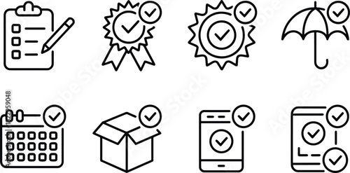 Verification and Approval Icons Set in Line Style