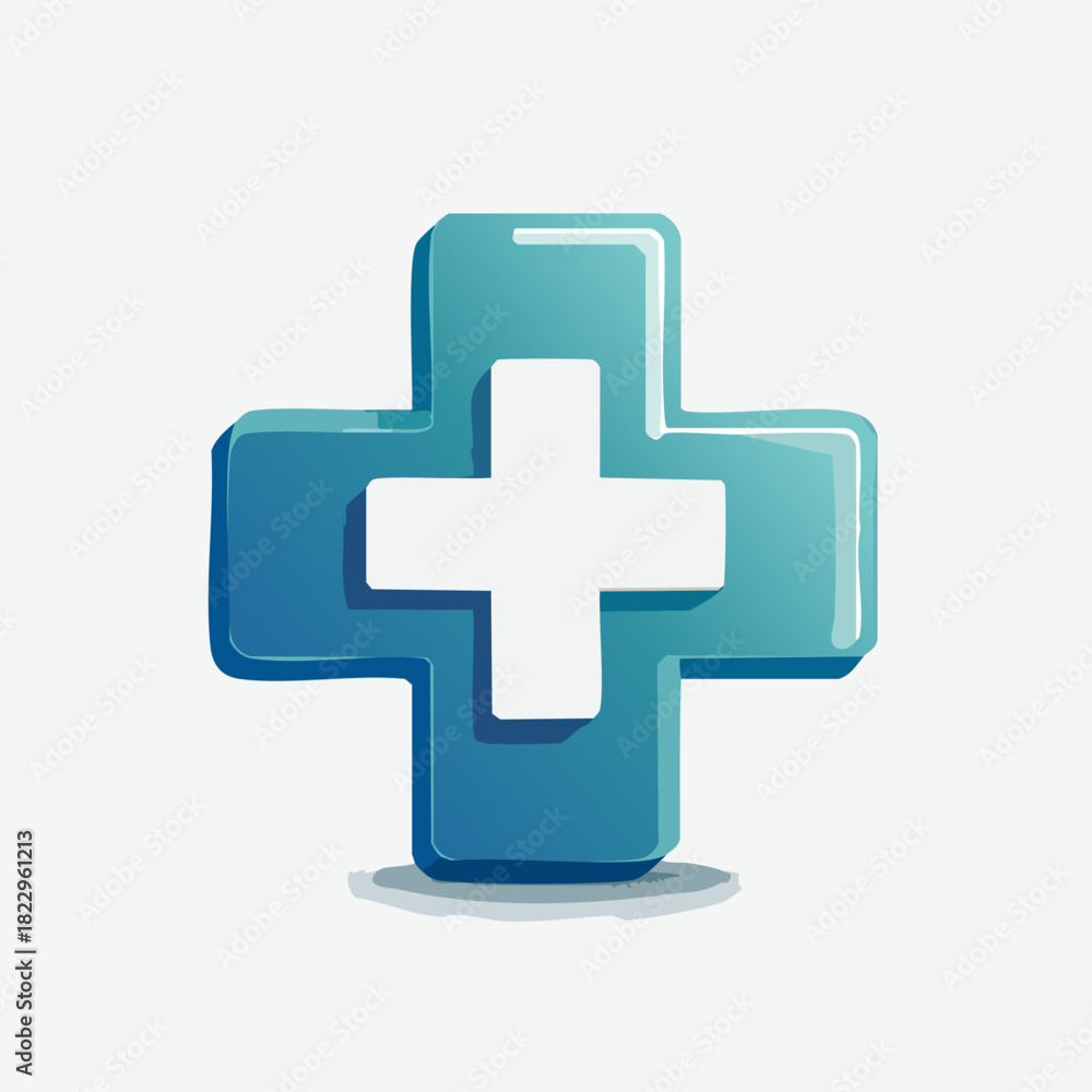 Fototapeta premium Blue Medical Cross Symbol for Healthcare and First Aid.