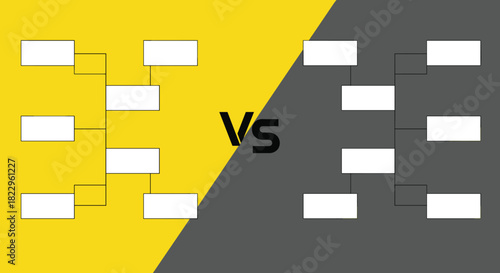 Tournament bracket template, competitive matchup chart design, versus layout for sports or esports competitions, editable bracket graphic for game events, VS background