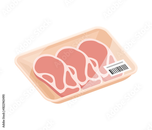 豚肉パック,フラットイラスト