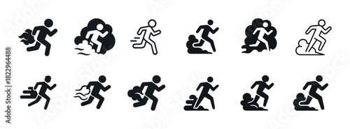 Running icons: dynamic silhouettes and motion effects