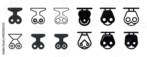 Vintage medical ophthalmoscope icons in black and white set