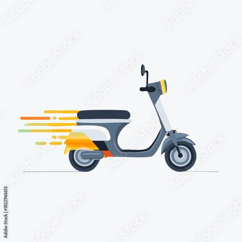 Fast Delivery Scooter Illustration with Speed Lines.