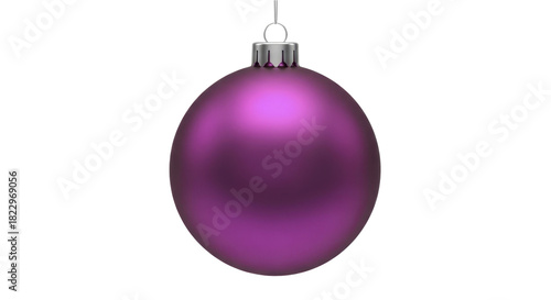 Matte purple Christmas ornament hanging decoration isolated on a transparent background PNG image file