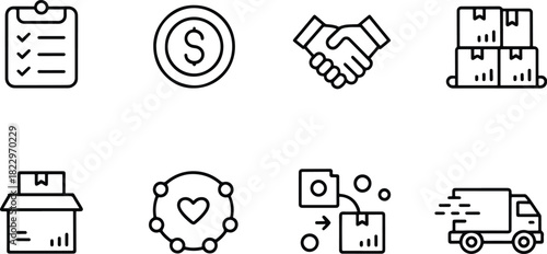 E Commerce Icons Set Business and Shipping