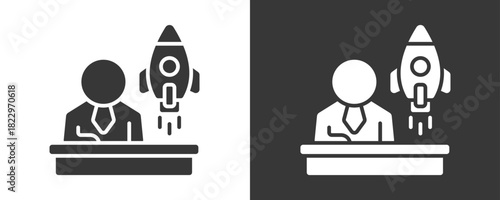 Founder Icon Set Vector Collection Isolated In Black And White