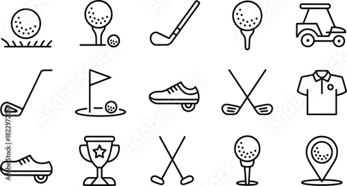 Golf icons and symbols set for game
