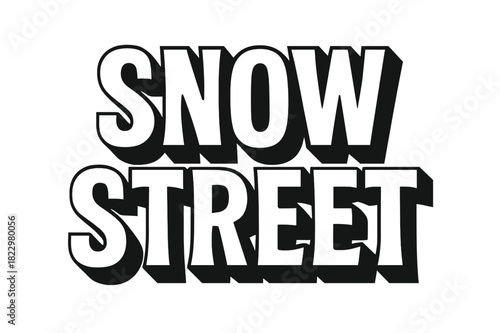 Snow Street Lettering. Snow Street ? Bold Block Lettering; thick uppercase forms with deep shadows and subtle
