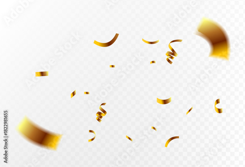 Dynamic gold confetti rain representing triumphant victory and joyful celebration, bringing an element of surprise and festive delight to any design project with its shimmering glow