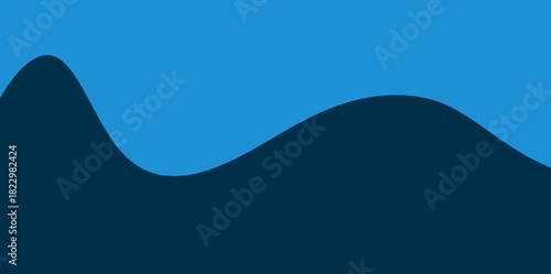 Smooth Rolling Hills Blue Vector Background Illustration. Abstract representation of rolling hills or deep ocean swells using soft curves.