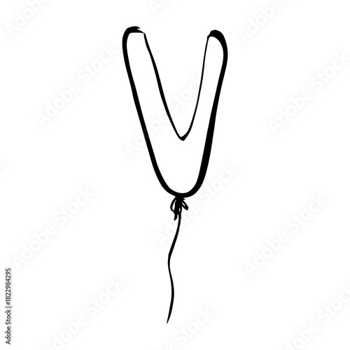 Letter V ink vector illustration. Whimsical monogrammed for personalized custom gifts greeting cards new born.