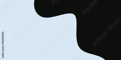 Abstract Black and Light Blue Wave Corner. Soft vector illustration background with an organic, wavy shape defining a corner area in black against a large light blue space.